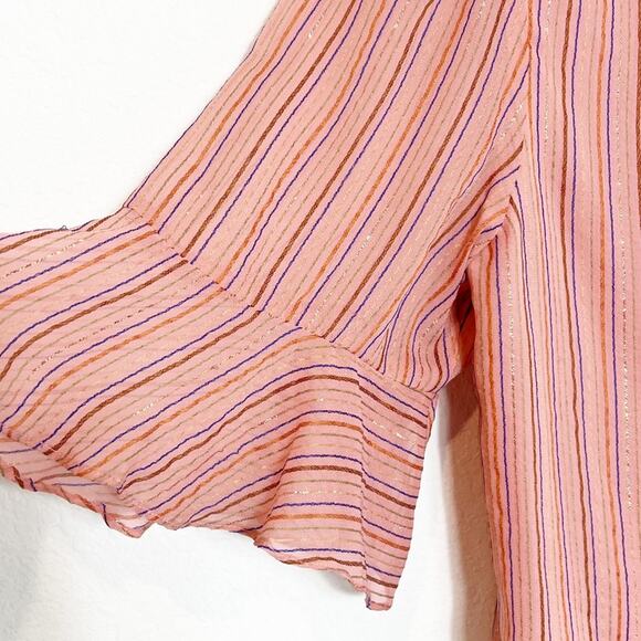 REBECCA TAYLOR MTLI LUREX STRIPE TOP BLOUSE SIZE MEDIUM BRAND NEW MSRP$275 - Picture 3 of 11